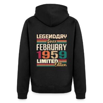 Février 1959 Cadeau d’anniversaire Février 1959 - Veste à capuche bio Premium Unisexe - noir - Dos - Nico (187cm)