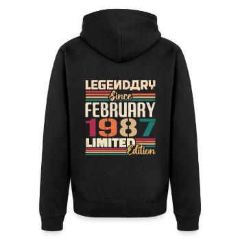 February 1987 birthday present February 1987 - Unisex Premium Organic Zip Hoodie - black - Back - Nico (187cm)