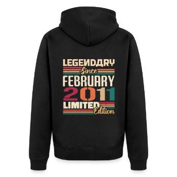 February 2011 Birthday Present February 2002 - Unisex Premium Organic Zip Hoodie - black - Back - Nico (187cm)
