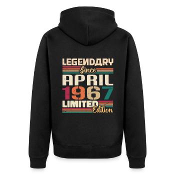 Legenden Werden Im April 1967 Geboren - 1967 - Unisex Premium Bio Zip Hoodie - Schwarz - Hinten - Nico (187cm)