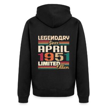 Legenden Werden Im April 1951 Geboren - 1951 - Unisex Premium Bio Zip Hoodie - Schwarz - Hinten - Nico (187cm)