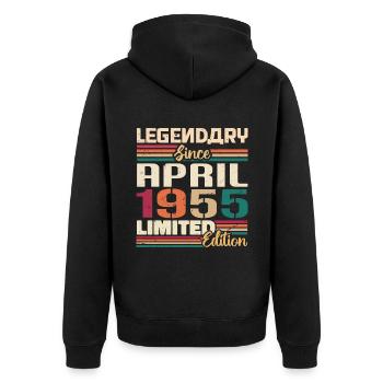 Les légendes sont nées en avril 1955 - 1955 - Veste à capuche bio Premium Unisexe - noir - Dos - Nico (187cm)