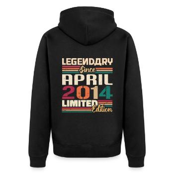 Legenden Werden Im April 2014 Geboren - 2014 - Unisex Premium Bio Zip Hoodie - Schwarz - Hinten - Nico (187cm)