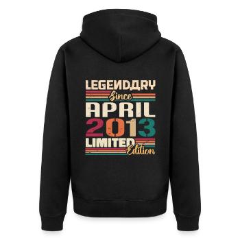 Legenden Werden Im April 2013 Geboren - 2013 - Unisex Premium Bio Zip Hoodie - Schwarz - Hinten - Nico (187cm)