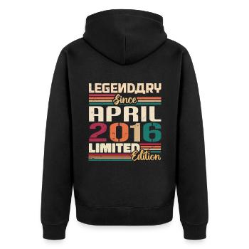 Legenden Werden Im April 2016 Geboren - 2016 - Unisex Premium Bio Zip Hoodie - Schwarz - Hinten - Nico (187cm)