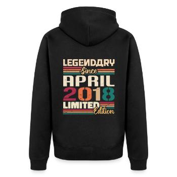Legenden Werden Im April 2018 Geboren - 2018 - Unisex Premium Bio Zip Hoodie - Schwarz - Hinten - Nico (187cm)