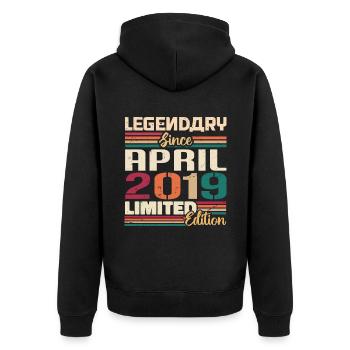 Legenden Werden Im April 2019 Geboren - 2019 - Unisex Premium Bio Zip Hoodie - Schwarz - Hinten - Nico (187cm)