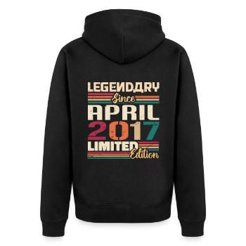 Legenden Werden Im April 2017 Geboren - 2017 - Unisex Premium Bio Zip Hoodie - Schwarz - Hinten - Nico (187cm)
