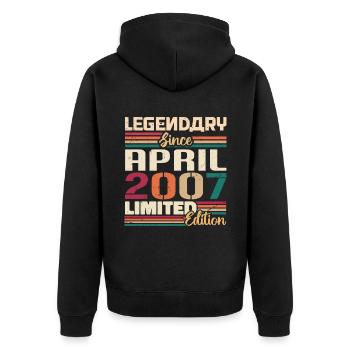 Legenden Werden Im April 2007 Geboren - 2007 - Unisex Premium Bio Zip Hoodie - Schwarz - Hinten - Nico (187cm)