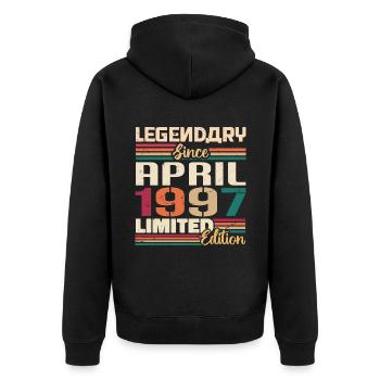 Legenden Werden Im April 1997 Geboren - 1997 - Unisex Premium Bio Zip Hoodie - Schwarz - Hinten - Nico (187cm)