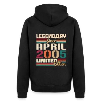 Legenden Werden Im April 2005 Geboren - 2005 - Unisex Premium Bio Zip Hoodie - Schwarz - Hinten - Nico (187cm)