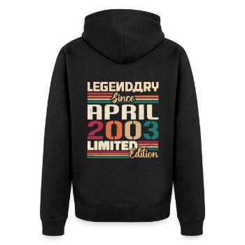 Legenden Werden Im April 2003 Geboren - 2003 - Unisex Premium Bio Zip Hoodie - Schwarz - Hinten - Nico (187cm)
