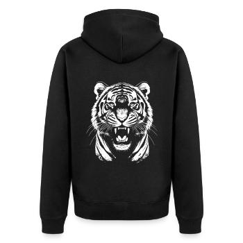 🅣🅘🅖🅔🅡 ♡ - Unisex Premium Organic Zip Hoodie - black - Back - Nico (187cm)
