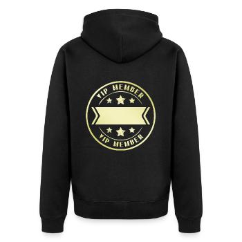 Vip Member Stempel - Unisex Premium Bio Zip Hoodie - Schwarz - Hinten - Nico (187cm)