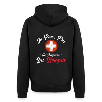 je peux pas je supporte les Rougets. suisse - Veste à capuche bio Premium Unisexe - noir - Dos - Nico (187cm)