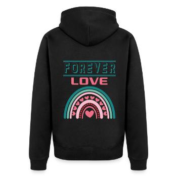 Liebe Forever I Love You Herz Hearts Wahre Liebe - Unisex Premium Bio Zip Hoodie - Schwarz - Hinten - Nico (187cm)