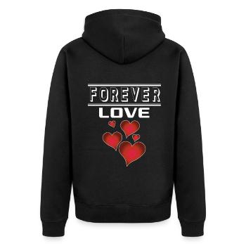 Liebe Forever I Love You Herz Hearts Wahre Liebe - Unisex Premium Bio Zip Hoodie - Schwarz - Hinten - Nico (187cm)