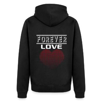 Liebe Forever I Love You Herz Hearts Wahre Liebe - Unisex Premium Bio Zip Hoodie - Schwarz - Hinten - Nico (187cm)