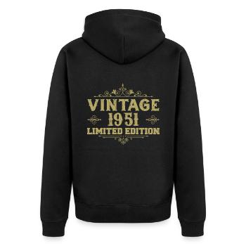 1951 Jahrgang Vintage Geburtstag Geschenk 1951 - Unisex Premium Bio Zip Hoodie - Schwarz - Hinten - Nico (187cm)