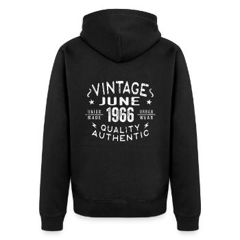 1966 Juin 1966 Anniversaire Juin 1966 Juin Anniversaire - Veste à capuche bio Premium Unisexe - noir - Dos - Nico (187cm)