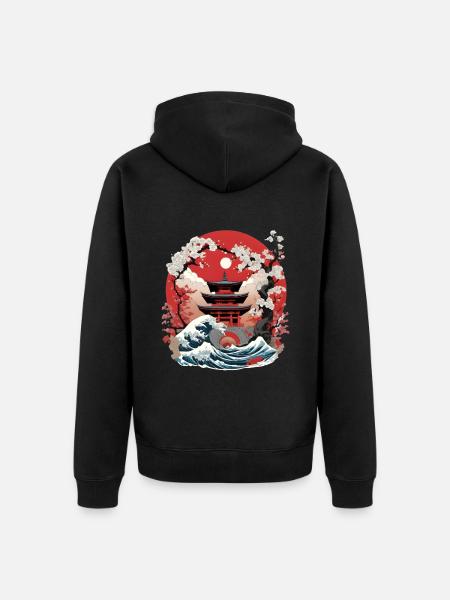 Japanese torii - Unisex Premium Organic Zip Hoodie - black