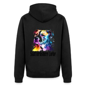 American Staffordshire - Unisex Premium Bio Zip Hoodie - Schwarz - Hinten - Nico (187cm)