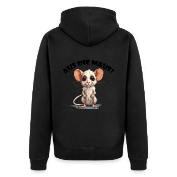 AUS DIE MAUS - Unisex Premium Bio Zip Hoodie - Schwarz - Hinten - Nico (187cm)