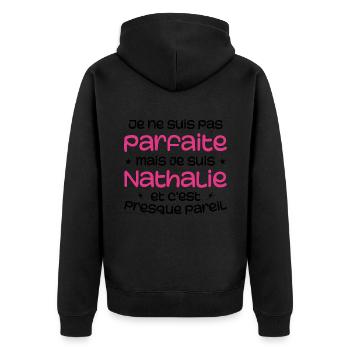 I'm not perfect but I'm Nathalie - Unisex Premium Organic Zip Hoodie - black - Back - Nico (187cm)