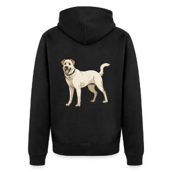 Kangal Hund - Unisex Premium Bio Zip Hoodie - Schwarz - Hinten - Nico (187cm)