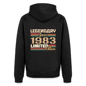 1983 Millésime 1983 Anniversaire Né en 1983 - Veste à capuche bio Premium Unisexe - noir - Dos - Nico (187cm)