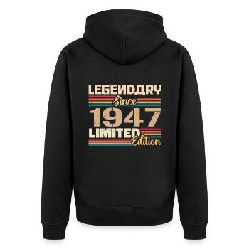 1947 Vintage 1947 Geburtstag geboren im Jahr 1947 - Unisex Premium Bio Zip Hoodie - Schwarz - Hinten - Nico (187cm)