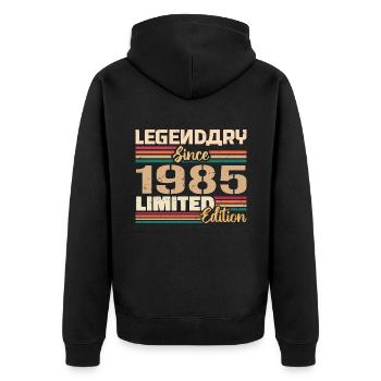 1985 Vintage 1985 Geburtstag geboren im Jahr 1985 - Unisex Premium Bio Zip Hoodie - Schwarz - Hinten - Nico (187cm)