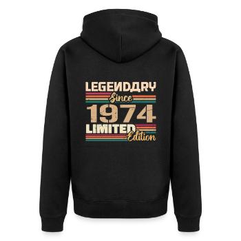 1974 Vintage 1974 Geburtstag geboren im Jahr 1974 - Unisex Premium Bio Zip Hoodie - Schwarz - Hinten - Nico (187cm)