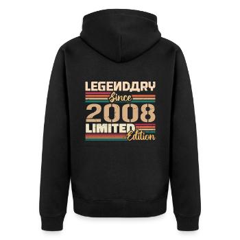 Millésime 2008 2008 Anniversaire né en 2008 - Veste à capuche bio Premium Unisexe - noir - Dos - Nico (187cm)