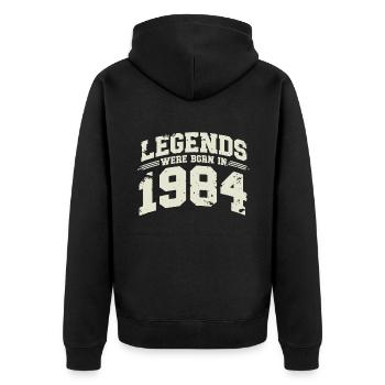 1984 Vintage Born Legends Cadeau d’anniversaire - Veste à capuche bio Premium Unisexe - noir - Dos - Nico (187cm)