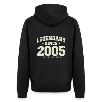 Légendaire depuis 2005 millésime anniversaire - Veste à capuche bio Premium Unisexe - noir - Dos - Nico (187cm)