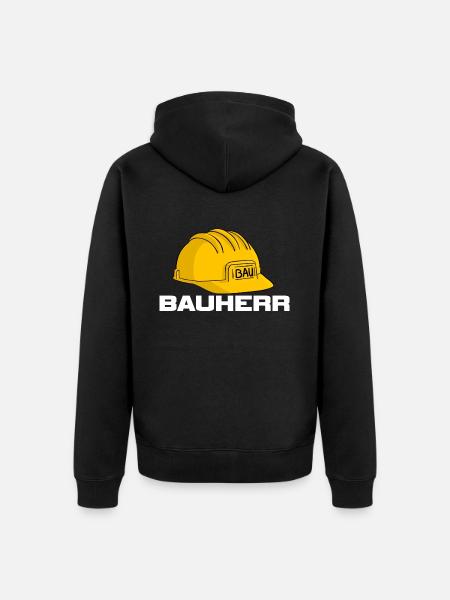 Bauherr Baustellen Helm - Unisex Premium Bio Zip Hoodie - Schwarz