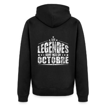 Octobre | les Légendes sont nés en Octobre Anniver - Veste à capuche bio Premium Unisexe - noir - Dos - Nico (187cm)