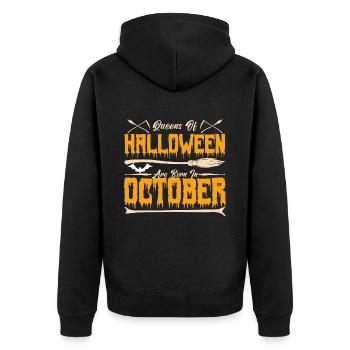 Halloween queens were born in October - Unisex Premium Organic Zip Hoodie - black - Back - Nico (187cm)