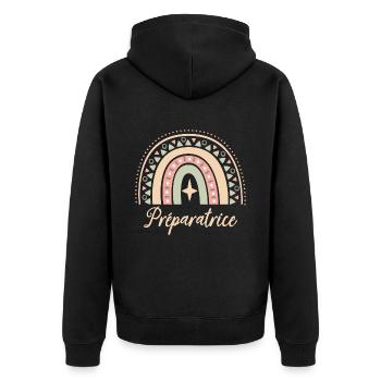 Cadeau Préparatrice. Boho Rainbow préparatrice. - Veste à capuche bio Premium Unisexe - noir - Dos - Nico (187cm)