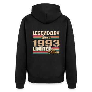 Millésime 1993 1993 Anniversaire de naissance en 1993 - Veste à capuche bio Premium Unisexe - noir - Dos - Nico (187cm)