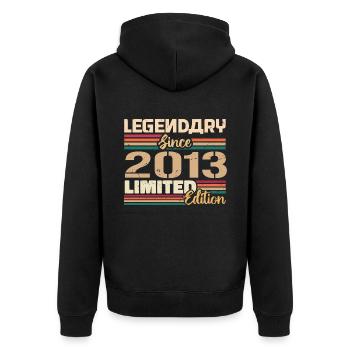 2013 Vintage 2013 Birthday Born in 2013 - Unisex Premium Organic Zip Hoodie - black - Back - Nico (187cm)