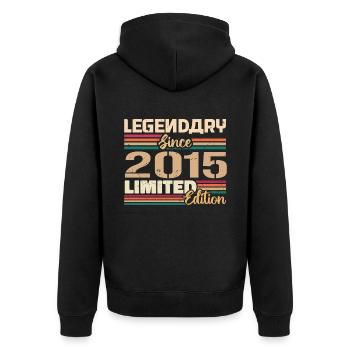 2015 Vintage 2015 Birthday Born in 2015 - Unisex Premium Organic Zip Hoodie - black - Back - Nico (187cm)