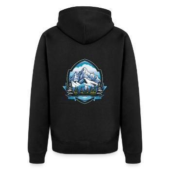 Berge Symbol - Unisex Premium Bio Zip Hoodie - Schwarz - Hinten - Nico (187cm)