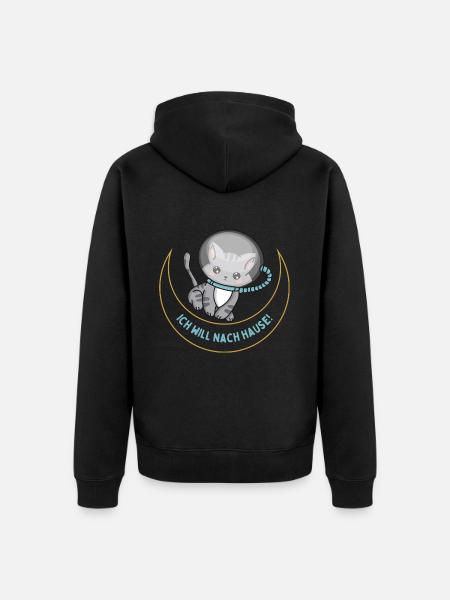 Katze im Weltraum - Unisex Premium Bio Zip Hoodie - Schwarz