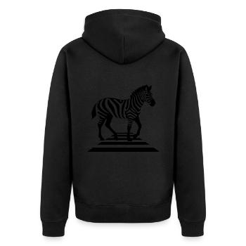 Zebra auf Zebrastreifen - Unisex Premium Bio Zip Hoodie - Schwarz - Hinten - Nico (187cm)