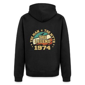1974 Geburtstag geboren im Jahr 1974 Retro Vintage - Unisex Premium Bio Zip Hoodie - Schwarz - Hinten - Nico (187cm)