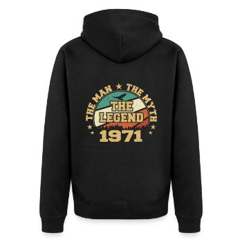 1971 Geburtstag geboren im Jahr 1971 Retro Vintage - Unisex Premium Bio Zip Hoodie - Schwarz - Hinten - Nico (187cm)