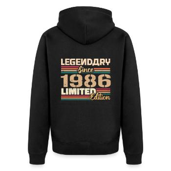 1986 Vintage 1986 Geburtstag geboren im Jahr 1986 - Unisex Premium Bio Zip Hoodie - Schwarz - Hinten - Nico (187cm)