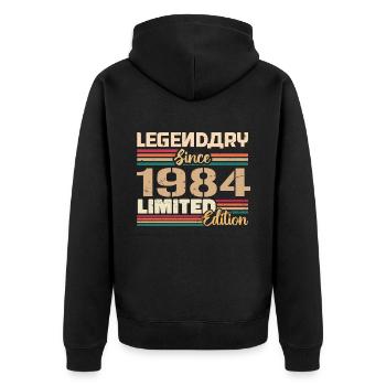 1984 Vintage 1984 Geburtstag geboren im Jahr 1984 - Unisex Premium Bio Zip Hoodie - Schwarz - Hinten - Nico (187cm)
